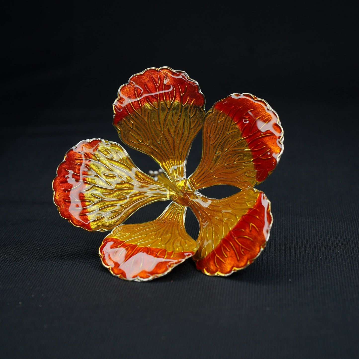 Pure Silver Yellow And Orange Flower 22g - PUSHMYCART