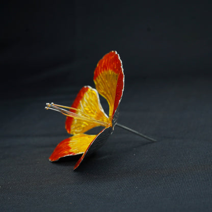 Pure Silver Yellow And Orange Flower