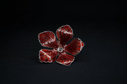 Pure Silver Maroon Flower