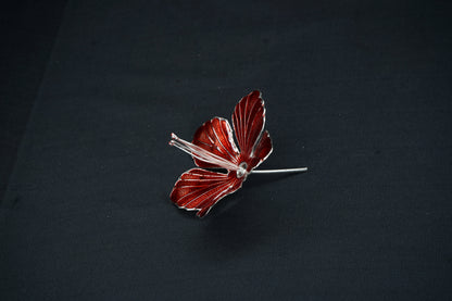 Pure Silver Maroon Flower