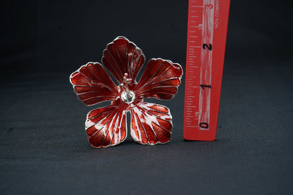 Pure Silver Maroon Flower