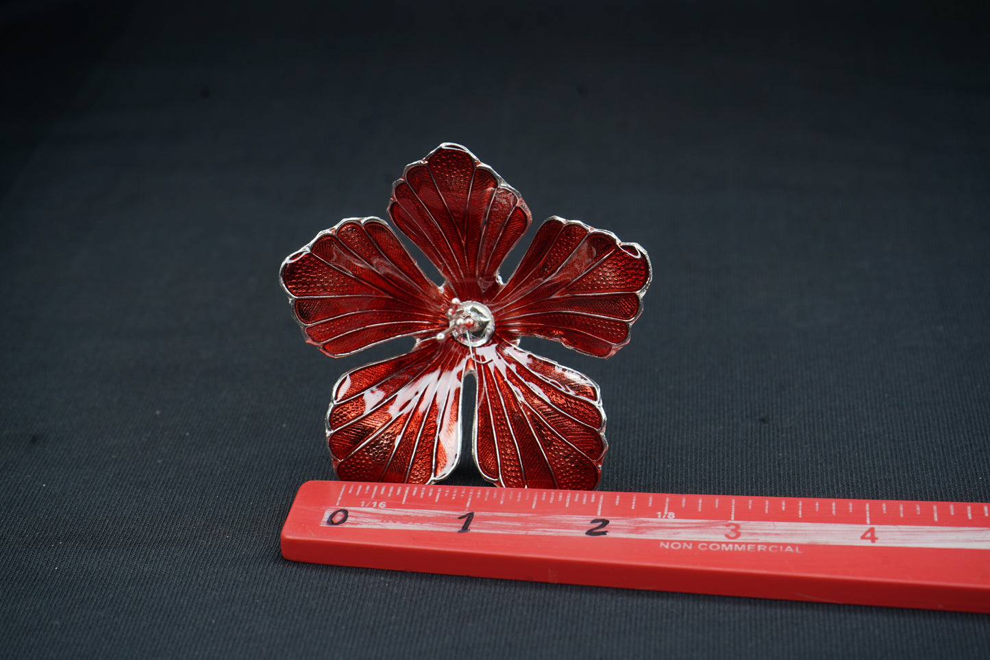 Pure Silver Maroon Flower