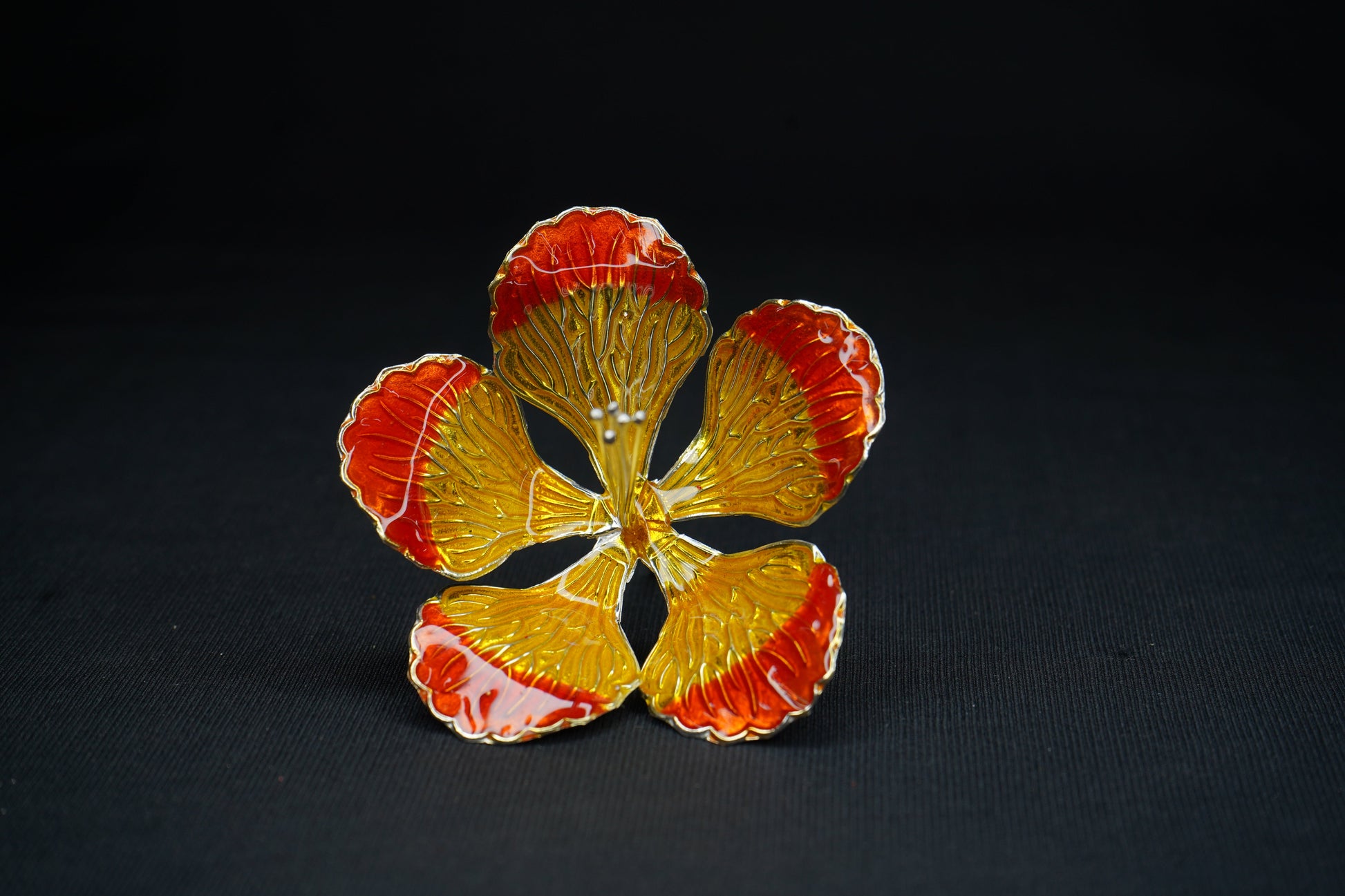 Pure Silver Yellow And Orange Flower 16g - PUSHMYCART