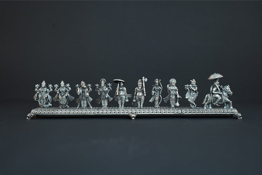 Pure Silver Antique Dasavataram Set Grams:180