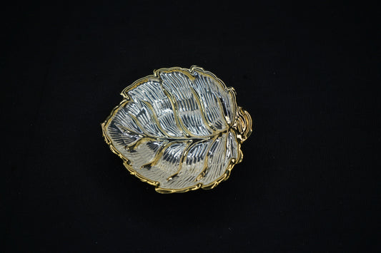 Pure Silver Gold Plated Leaf Bowls 12g - PUSHMYCART