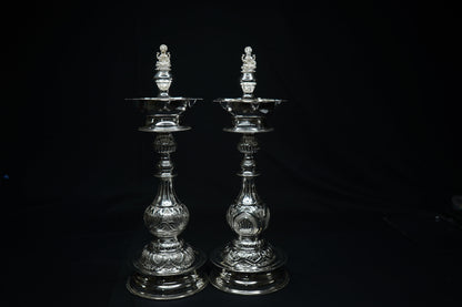 Pure Silver Laxmi Design Diya Pair