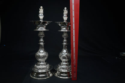 Pure Silver Laxmi Design Diya Pair