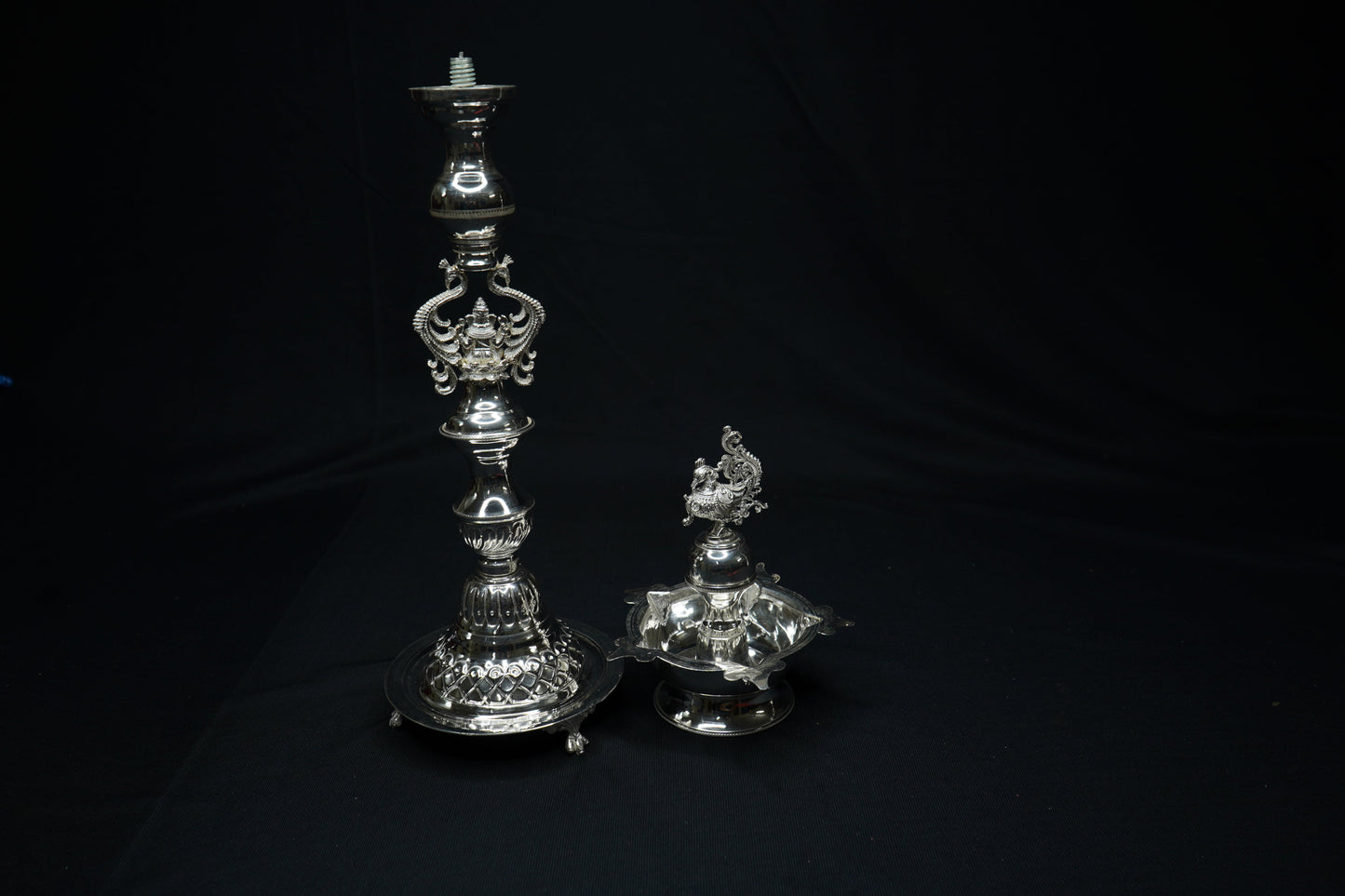 Pure Silver Big Ganesh Design Diya