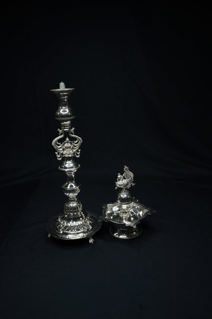 Pure Silver Big Ganesh Design Diya