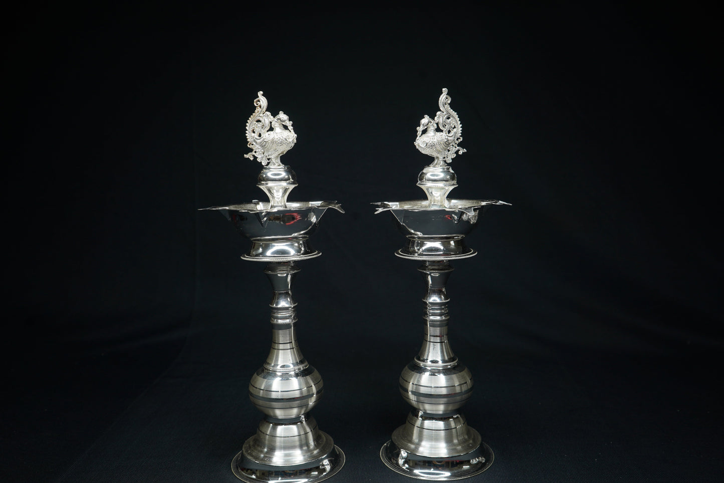 Pure Silver Peacock Design Fancy Pair Diya