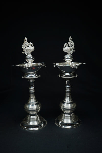 Pure Silver Peacock Design Fancy Pair Diya