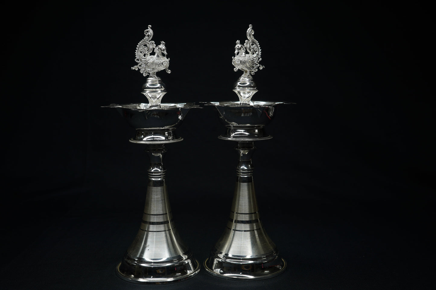 Pure Silver Peacock Design Fancy Pair Diya