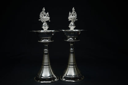 Pure Silver Peacock Design Fancy Pair Diya