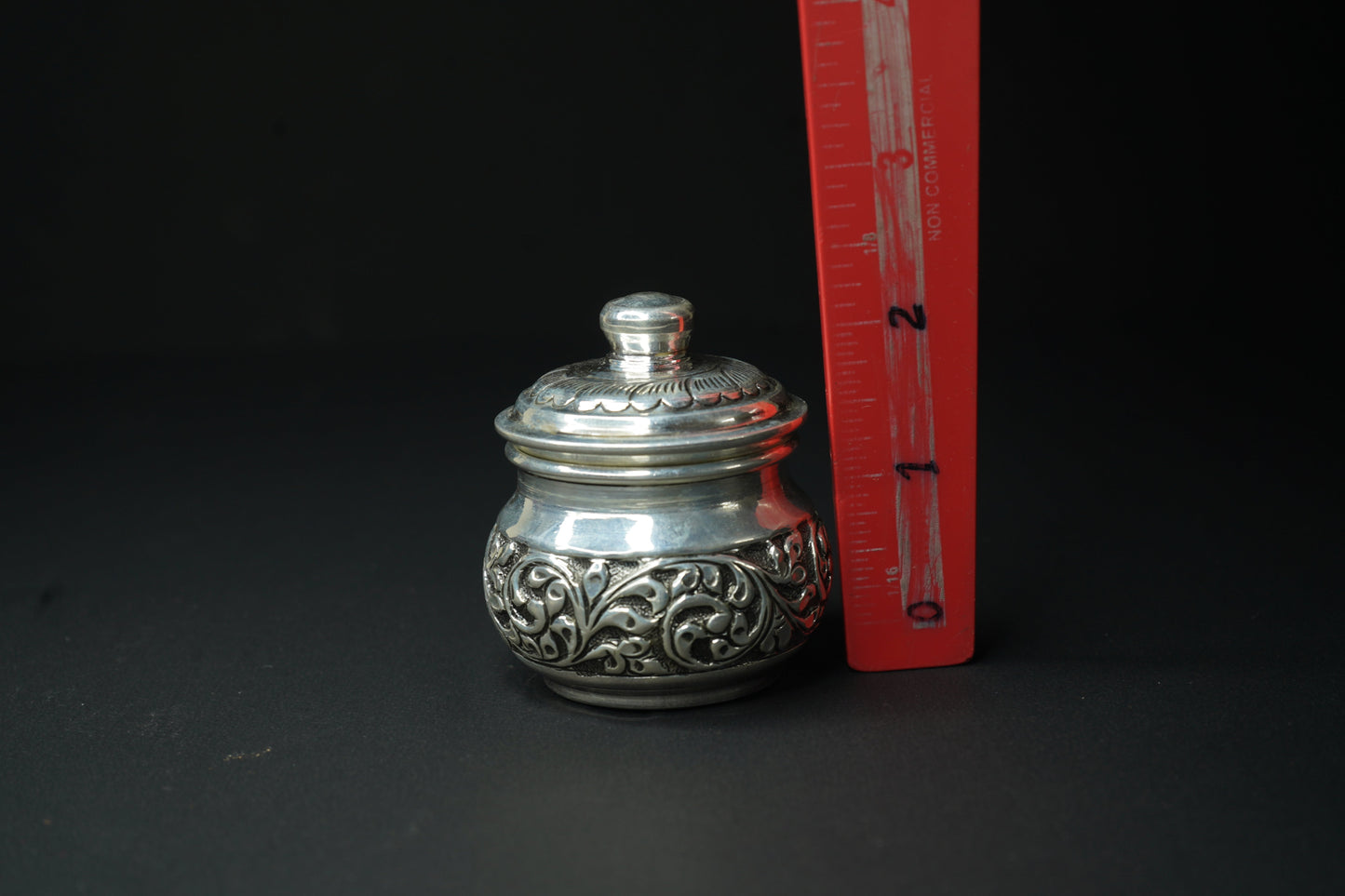 Pure Silver Antique Silver Kumkum Box