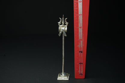 Pure Silver Trishul With Damaru