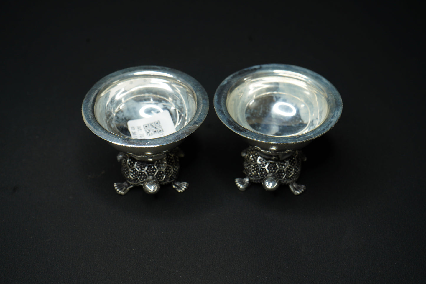 Pure Silver Antique Tortoise Pair Diya