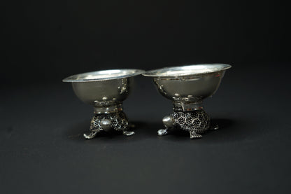 Pure Silver Antique Tortoise Pair Diya