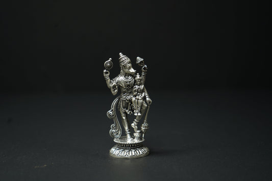 Pure Silver Antique Finish 925 Silver Varaha Lakshmi Hayagriva Sahita Bhu Varaha Idol