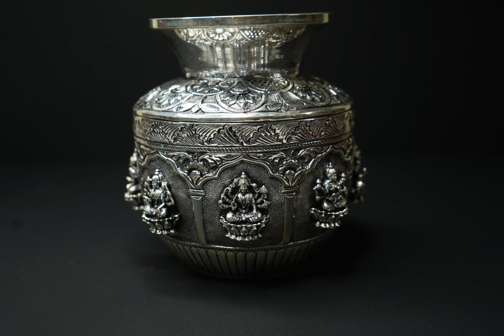 Pure Silver Antique Silver Astha Laxmi Kalash