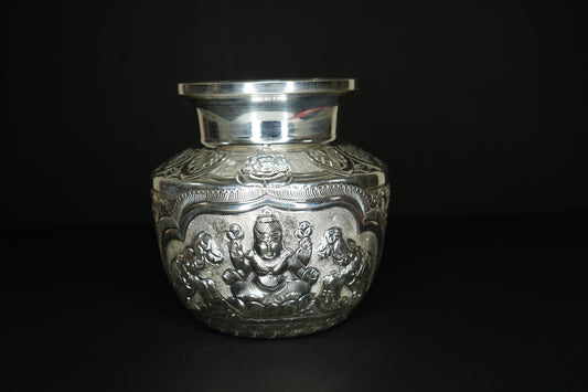 Pure Silver Ashtalakshmi Kalash With Elephant