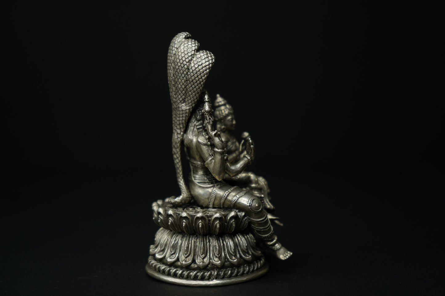 Pure Silver 3D Vishnu Lakshmi Antique Idol