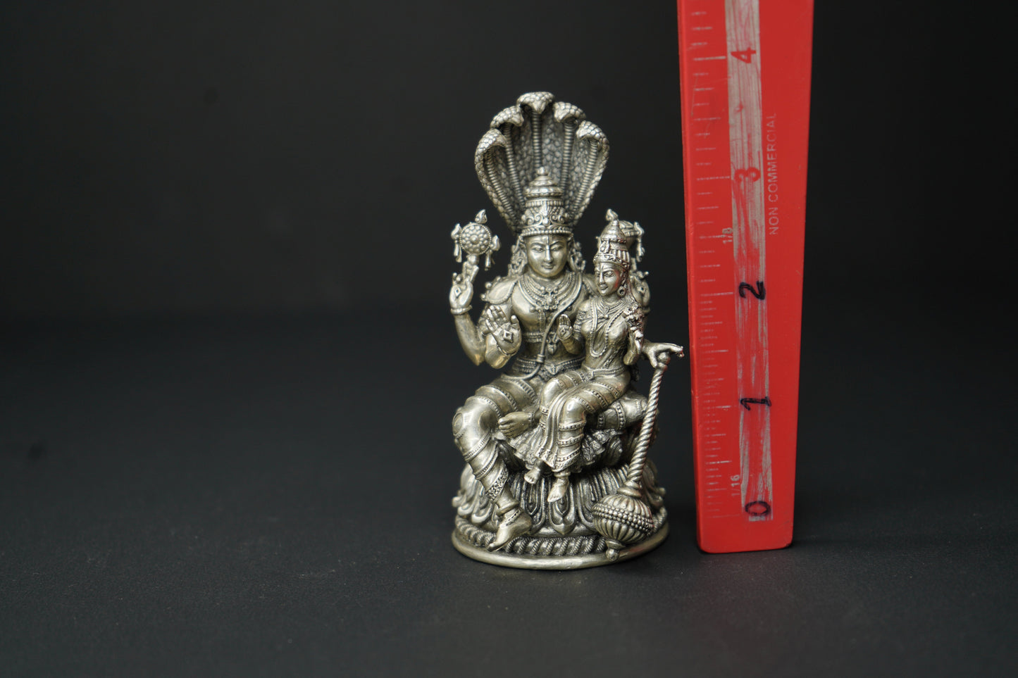 Pure Silver 3D Vishnu Lakshmi Antique Idol