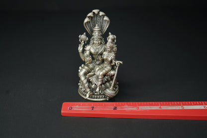 Pure Silver 3D Vishnu Lakshmi Antique Idol