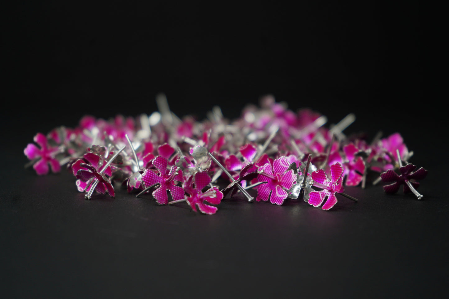 Pure Silver Pink Flowers |Pack of 5