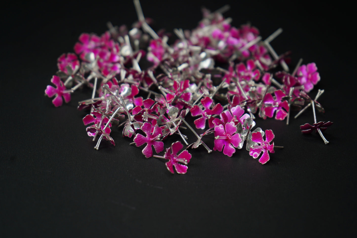 Pure Silver Pink Flowers |Pack of 5