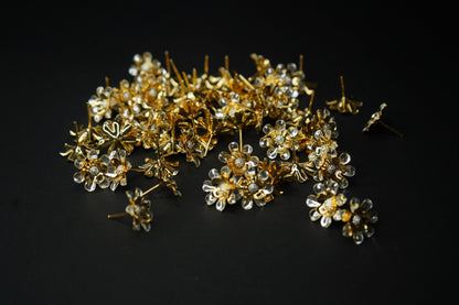 Pure Silver Golden Flowers |Pack of 5