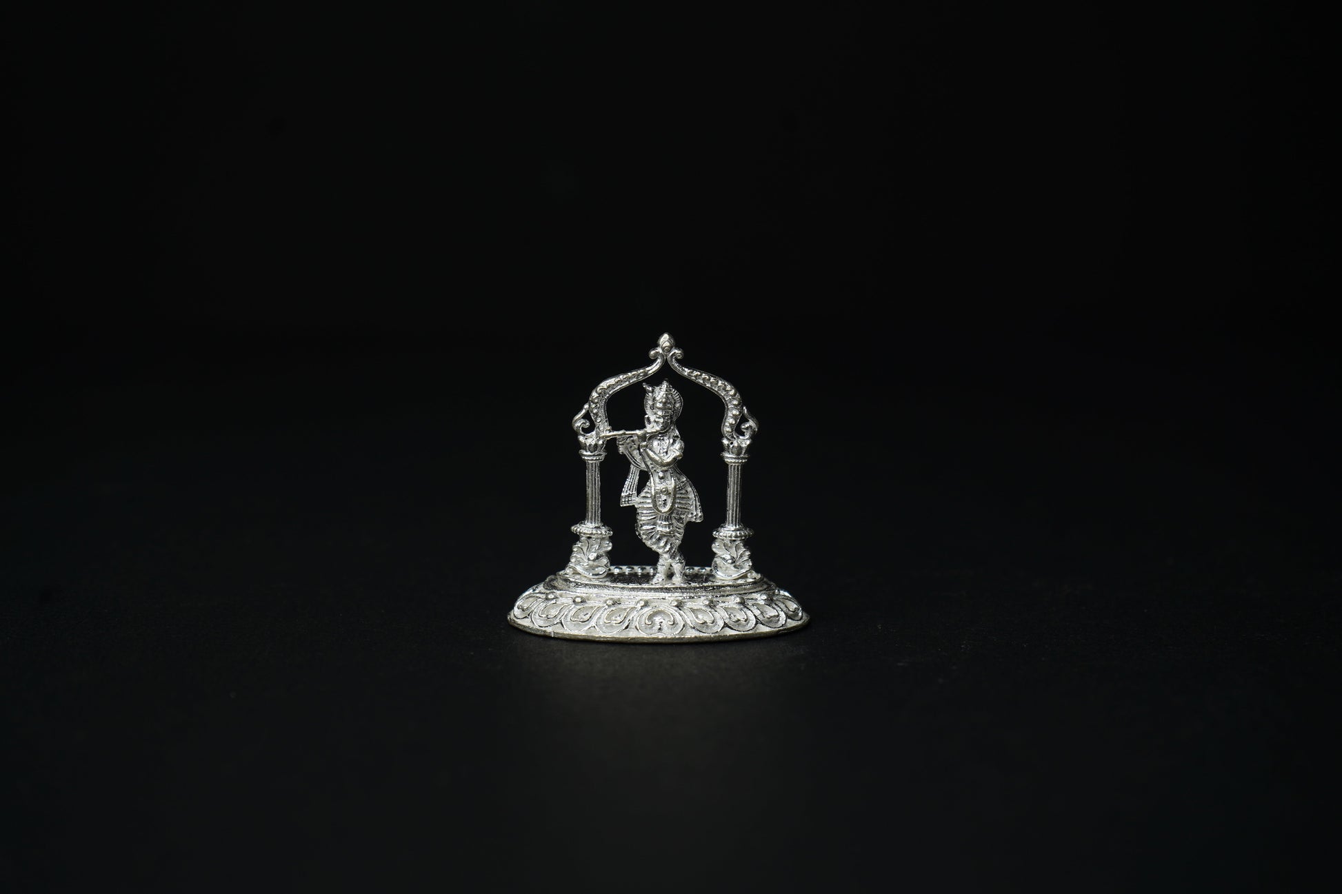 Pure Silver Lord Krishna With Flute Idol