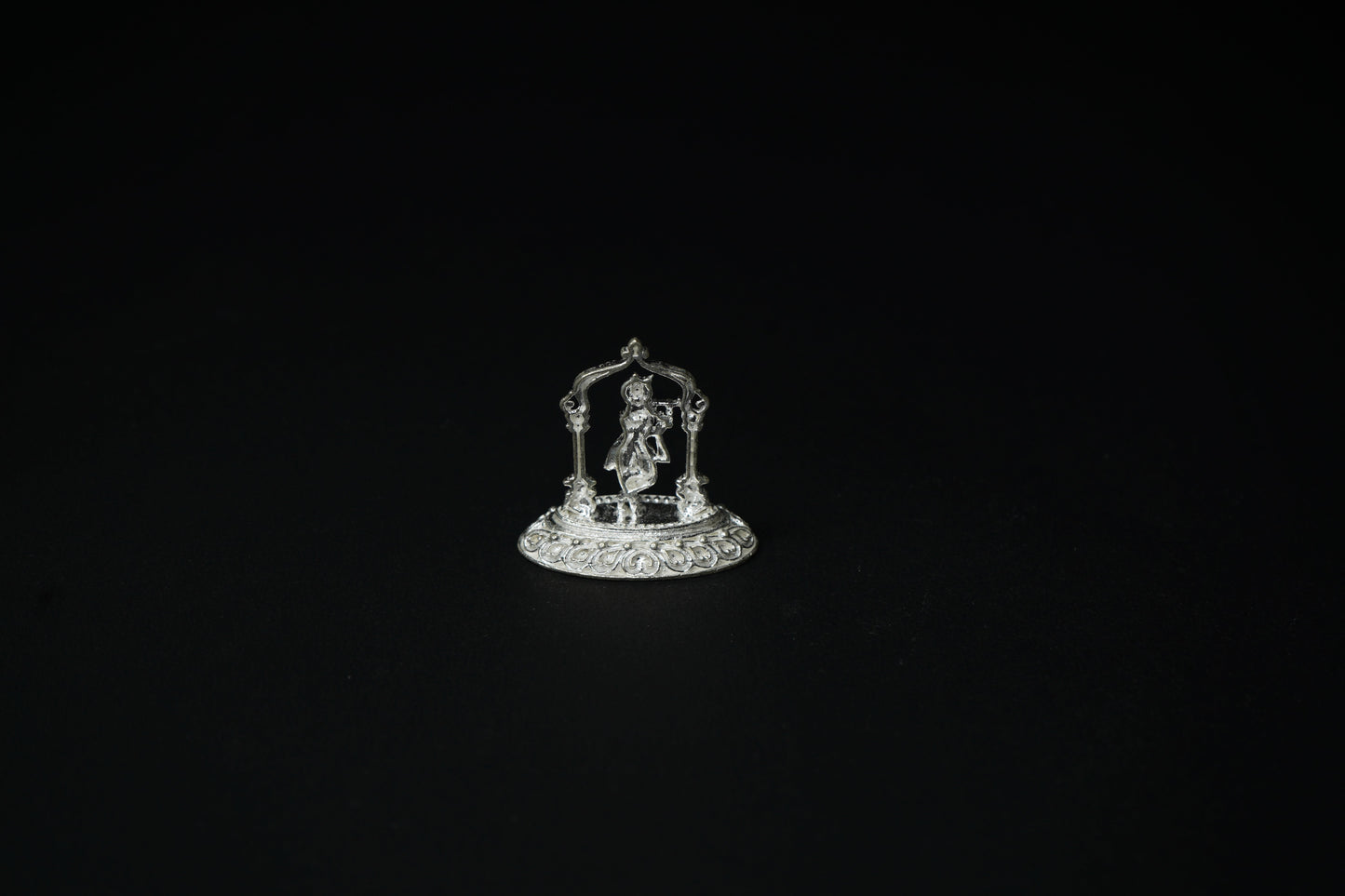 Pure Silver Lord Krishna With Flute Idol