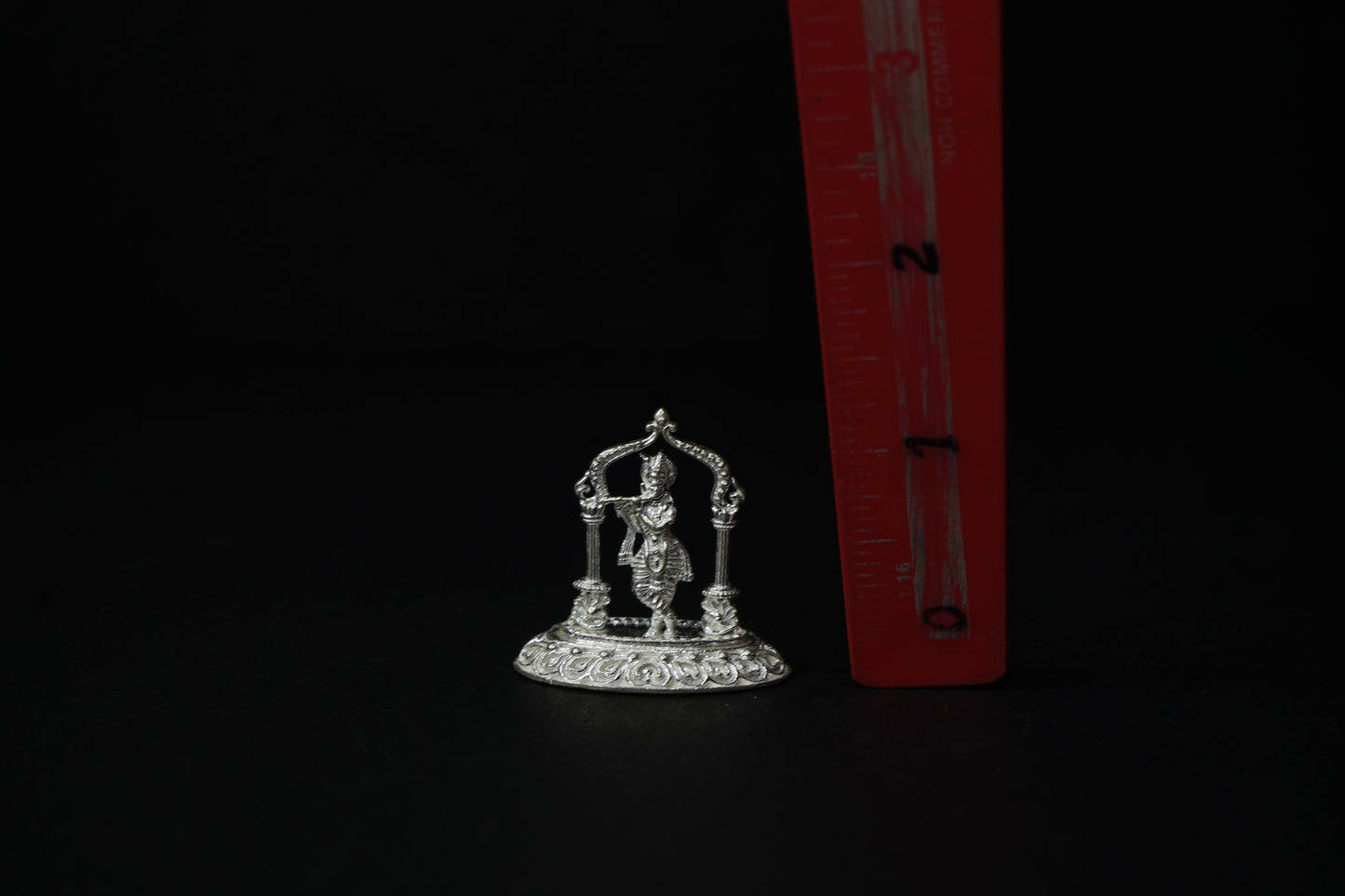 Pure Silver Lord Krishna With Flute Idol