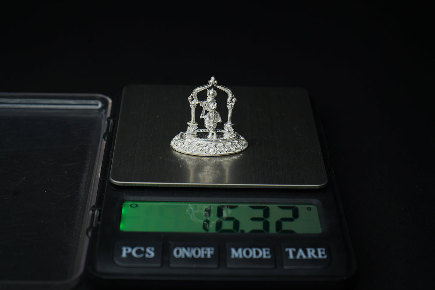 Pure Silver Lord Krishna With Flute Idol