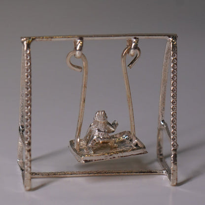 Pure Silver Jhula Set With Krishna Idol