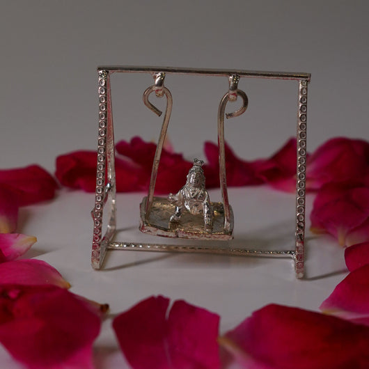 Pure Silver Jhula Set With Krishna Idol