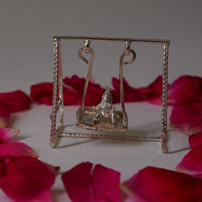 Pure Silver Jhula Set With Krishna Idol