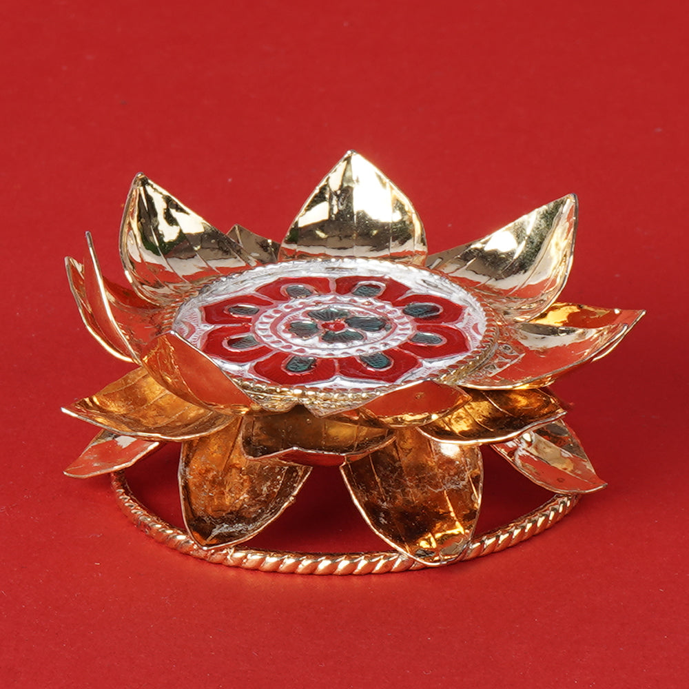 Pure Silver Designer Lotus Stand Gold Plated Grams:48 - PUSHMYCART