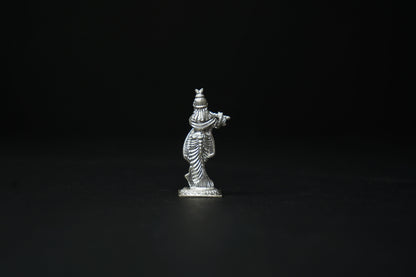 Pure Silver Krishna With Flute Idol