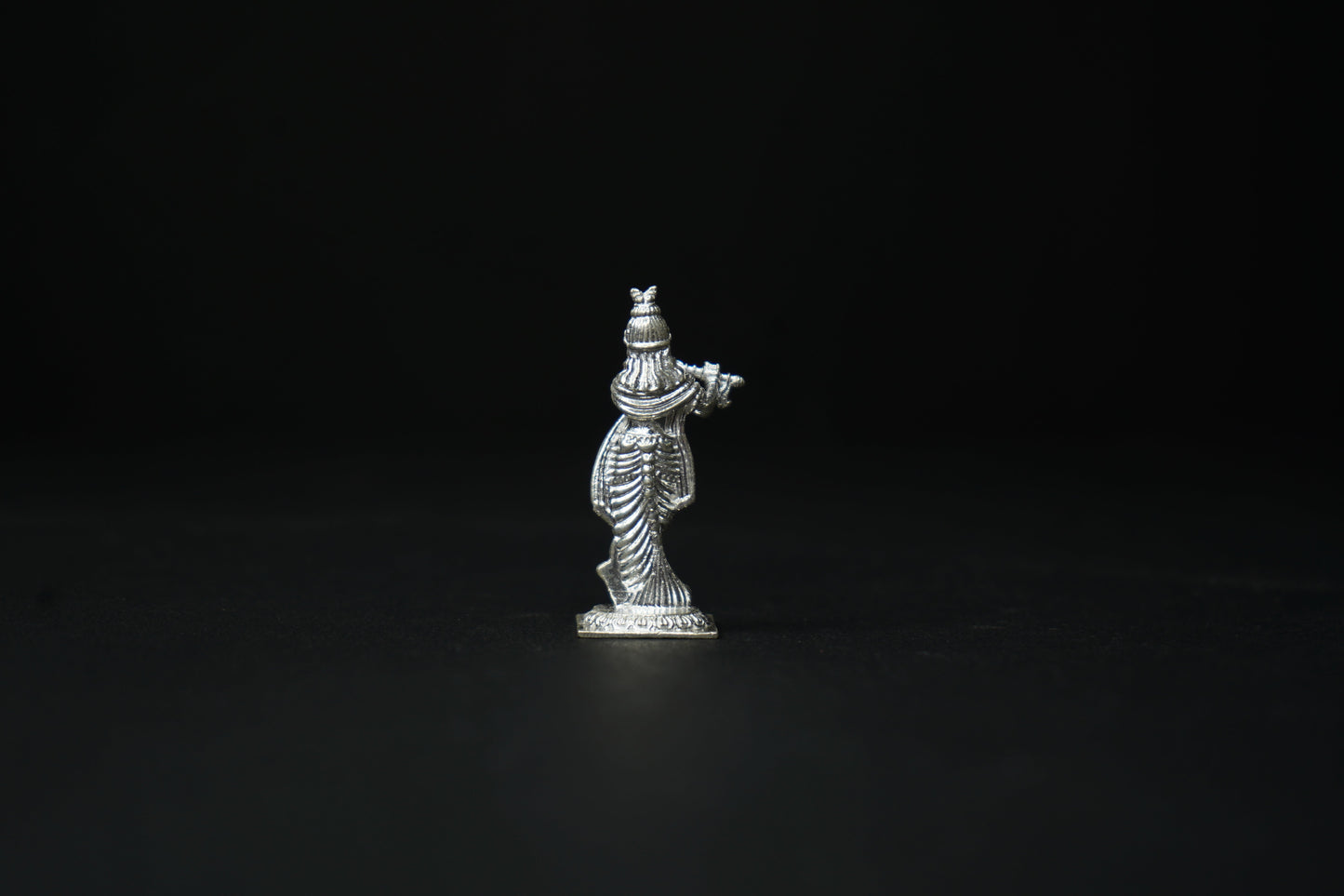 Pure Silver Krishna With Flute Idol