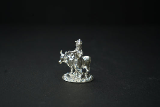 Pure Silver Krishna With Cow Idol 81.29 grams - PUSHMYCART