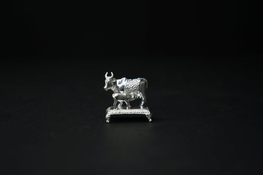 Pure Silver Cow With Calf Idol 26.89 grams - PUSHMYCART