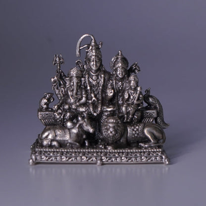 Pure Silver Shivparivar Antique Idol