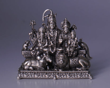 Pure Silver Shivparivar Antique Idol