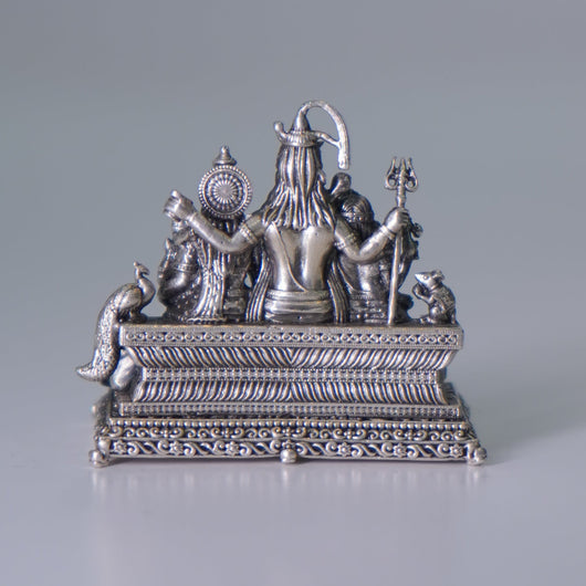 Pure Silver Shivparivar Antique Idol