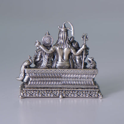 Pure Silver Shivparivar Antique Idol