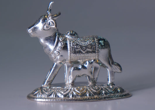 Pure Silver Cow and Calf Idol