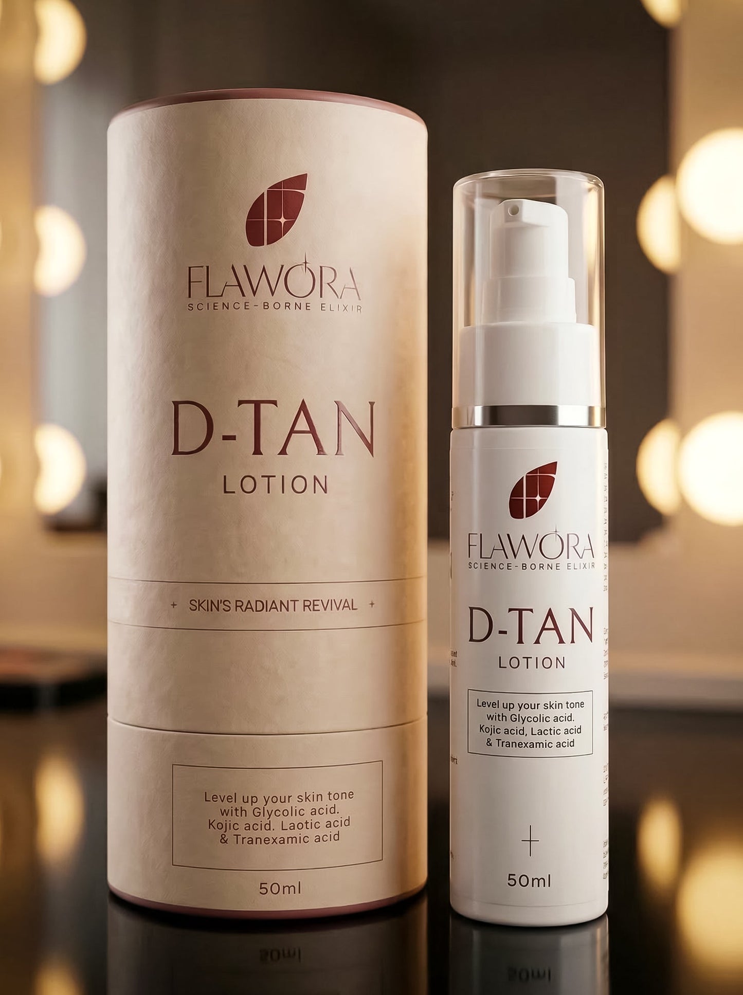 Flawora 24k Gold serum and DTAN lotion-Skin Combo