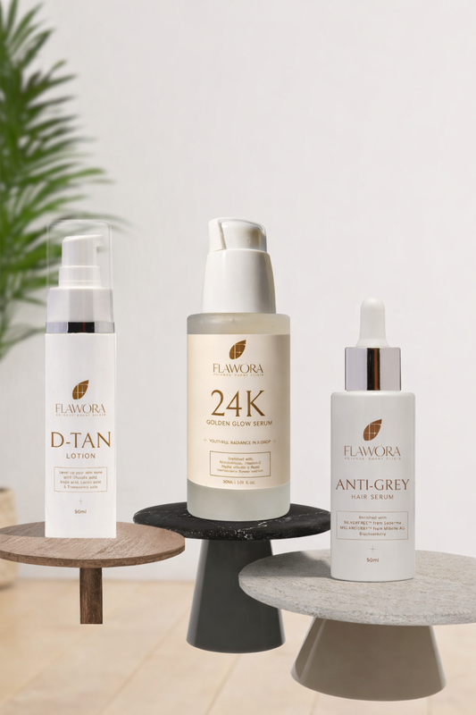 Flawora Anti grey, DTAN & 24K Gold Serum Combo of 3