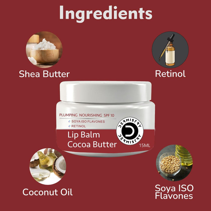 Dermistry Cocoa butter lip balm for dry cracked lips